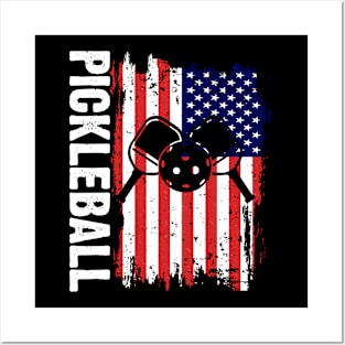 Pickleball American flag Posters and Art